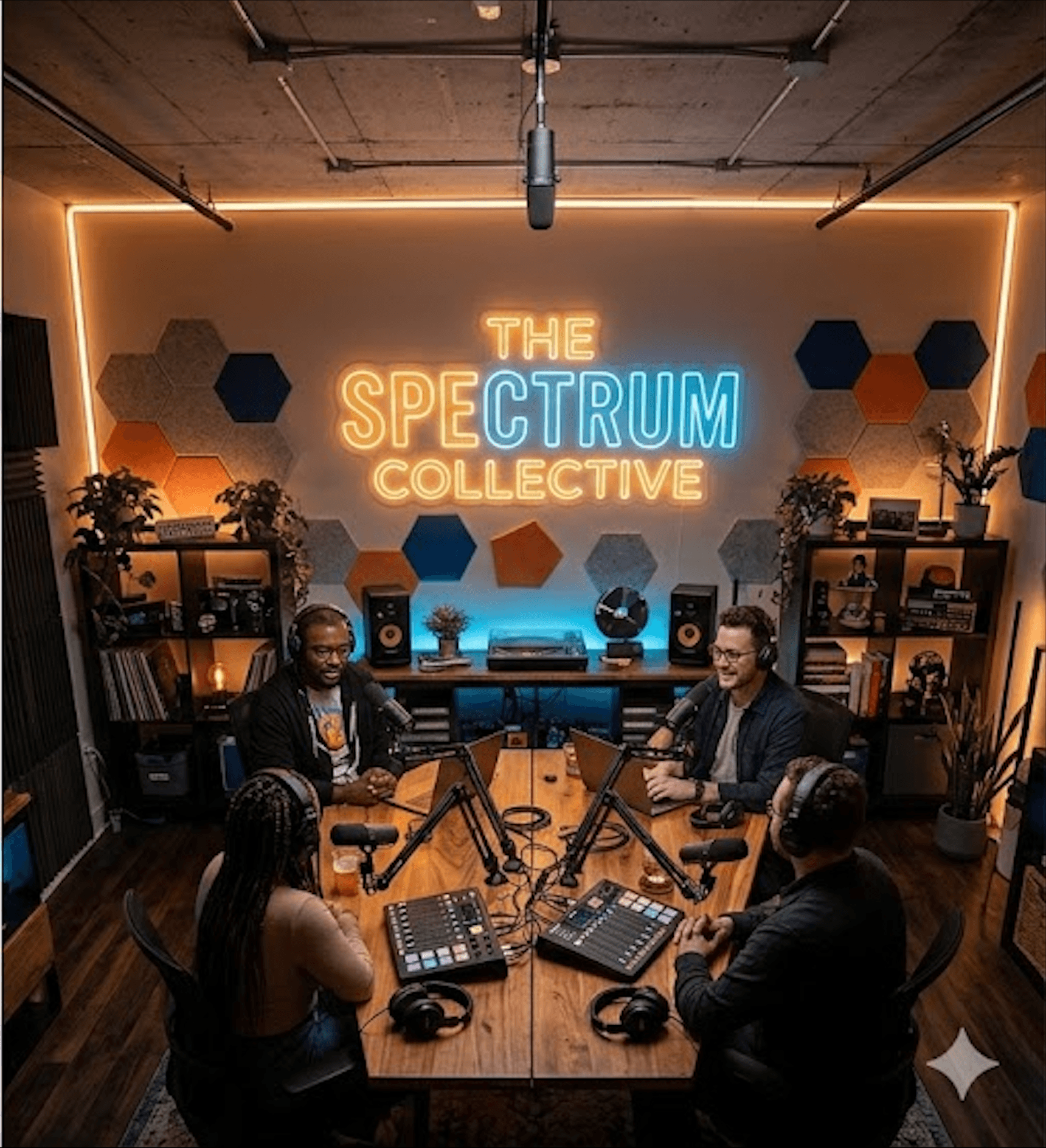 Premium podcast studio interior